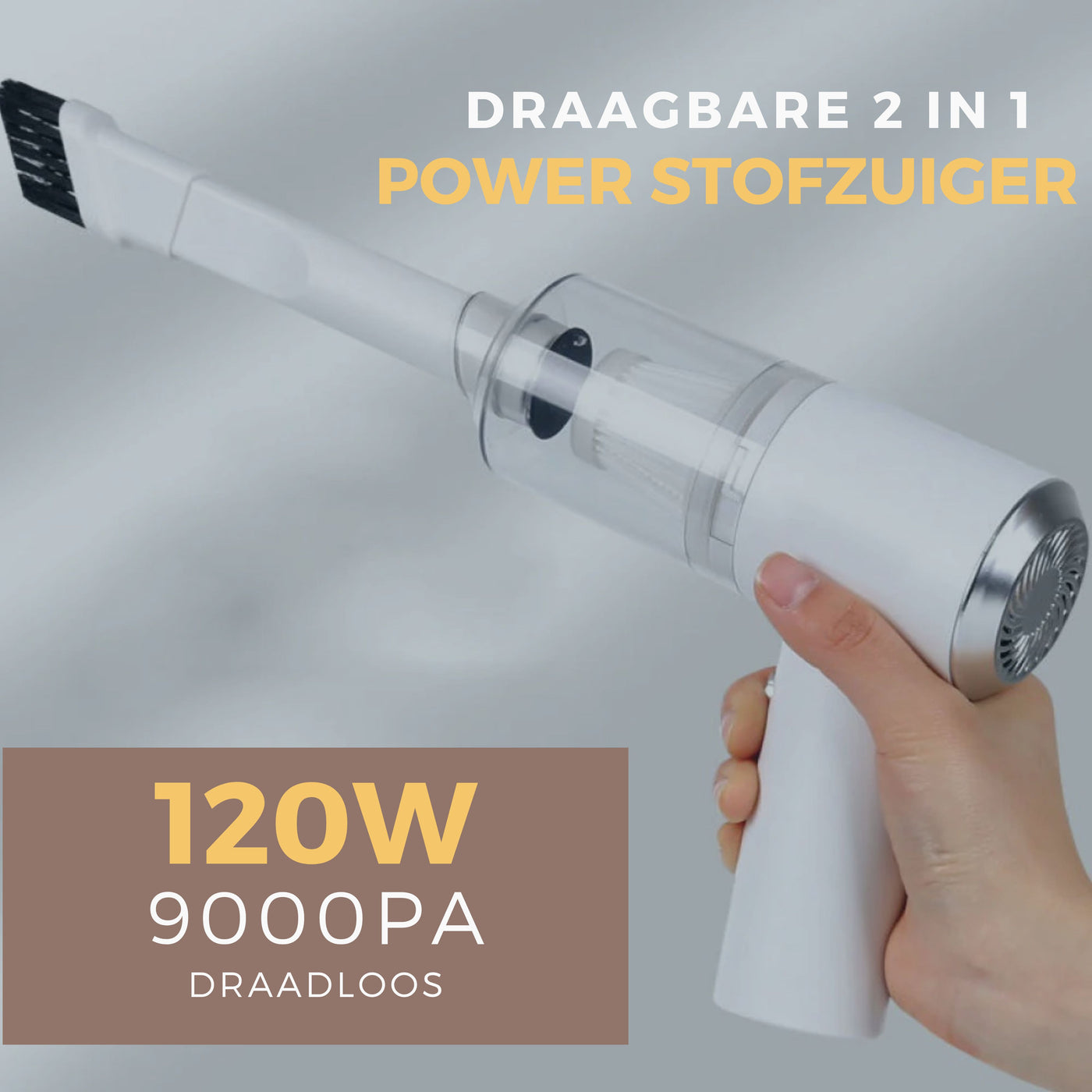 Draagbare 2 in 1 Power Stofzuiger - Ideaal voor thuis en onderweg!