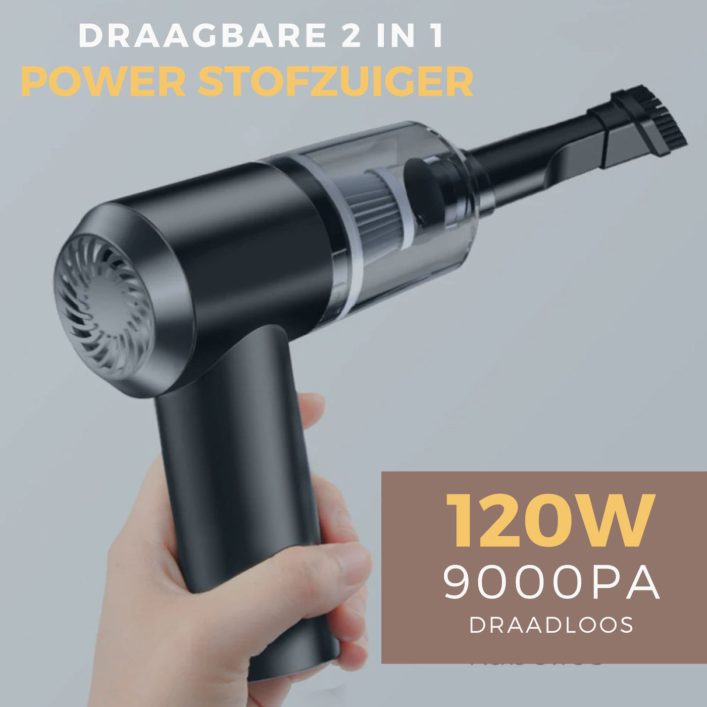 Draagbare 2 in 1 Power Stofzuiger - Ideaal voor thuis en onderweg!